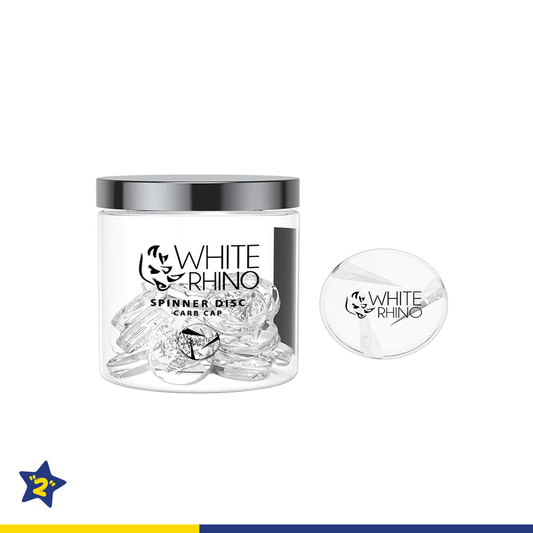 WHITE RHINO SPINNER DISC GLASS CARB CAP - 20 COUNT JAR