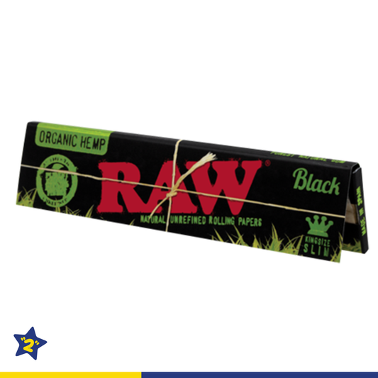 Raw Black Organic Hemp King Size Slim Rolling Paper - 50 Packs/Box