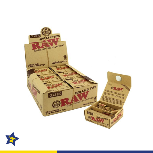 Raw Masterpiece King Size Rolls & Pre-rolled Tips - 12 Packs/Display
