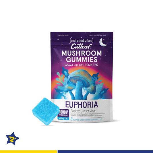 Cutleaf Euphoria Mushroom Gummies 1000 mg 10mg THC