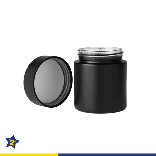 Glass Jar All Black With Child Proof Smooth Top Lid