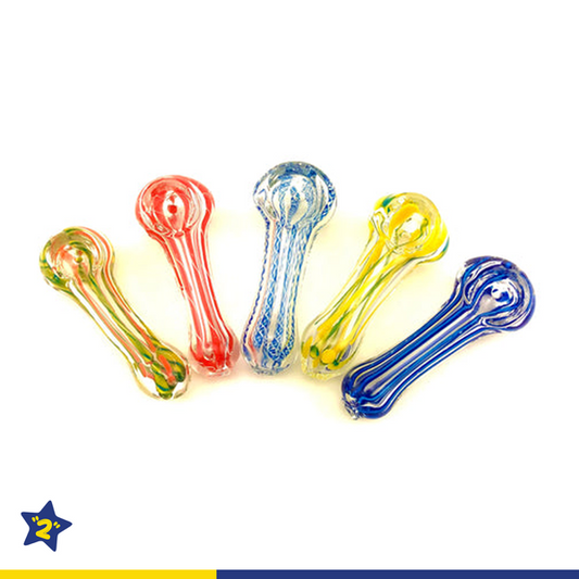 3" Clear Glass Striped Color Hand Pipes