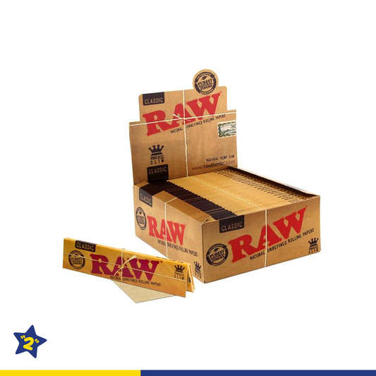 Raw Classic King Size Slim Rolling Paper - 50 Packs/Display