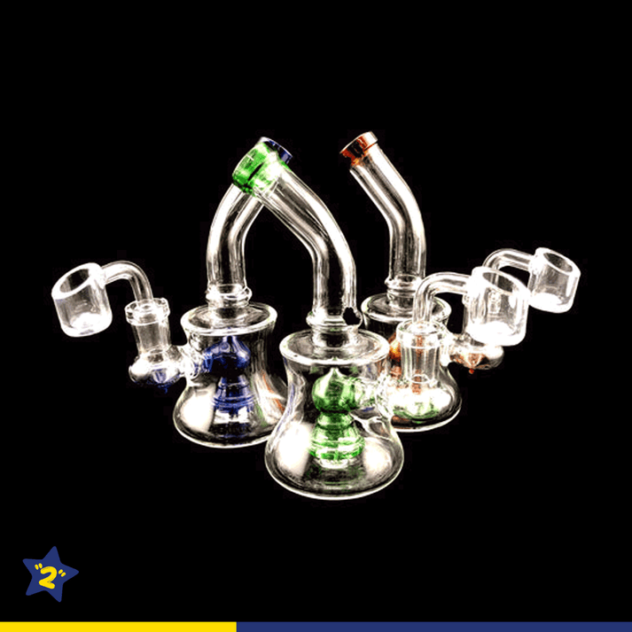6" Curved Color Mouth & Showerhead Perc Dab Rig